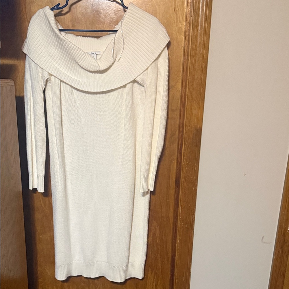 Bar III Cream Off-Shoulder Sweater Dress